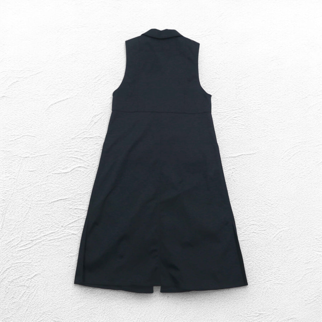 FENDI Made in Italy Sleeveless Coat Long Gilet Dress M Black Acetate