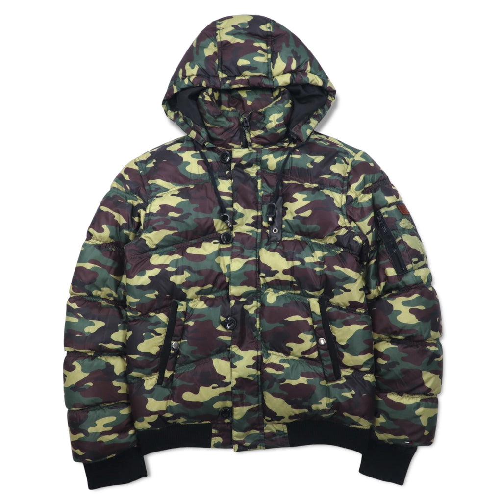 HILFIGER DENIM camouflage down jacket, M, khaki, polyester, detachable hood