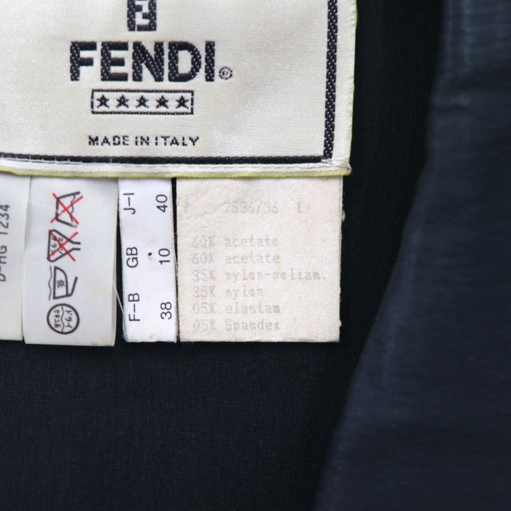 FENDI Made in Italy Sleeveless Coat Long Gilet Dress M Black Acetate