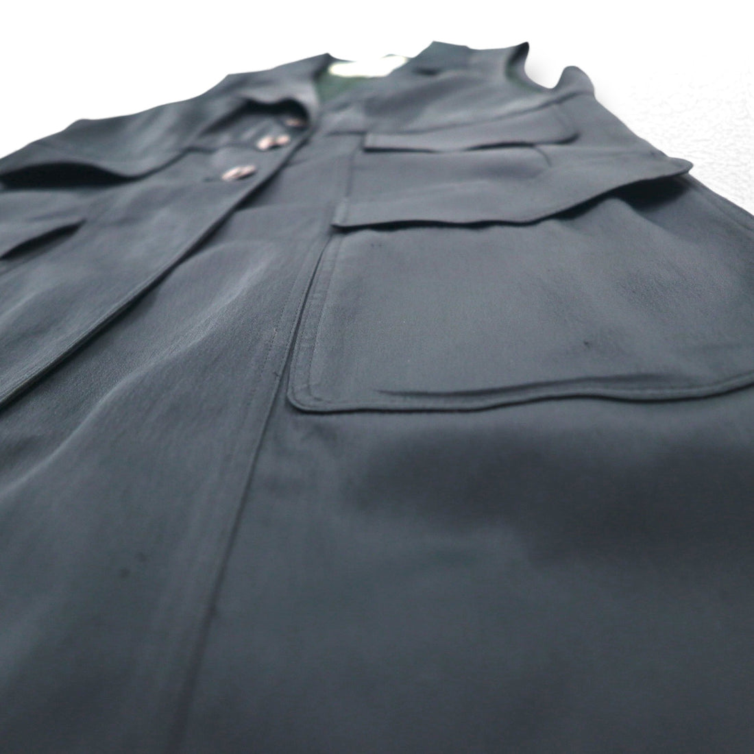FENDI Made in Italy Sleeveless Coat Long Gilet Dress M Black Acetate