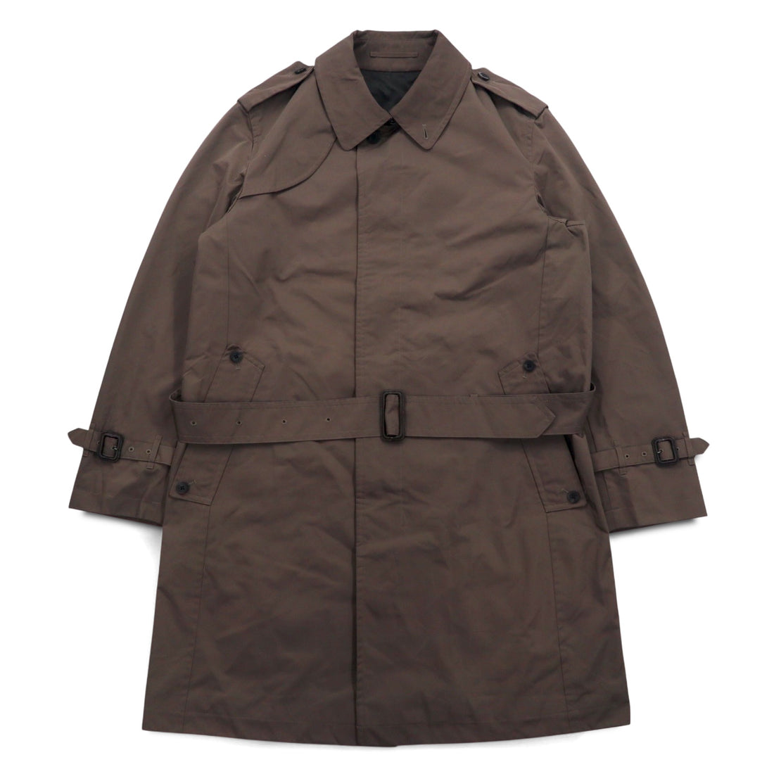 SANYO Solotex Military Trench Coat M Khaki Chin Strap Epaulette Belt Included