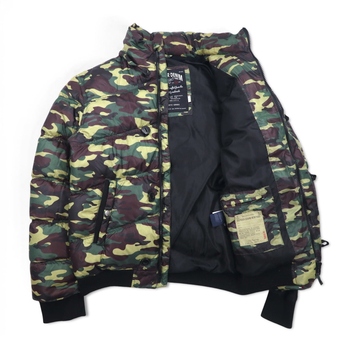 HILFIGER DENIM camouflage down jacket, M, khaki, polyester, detachable hood