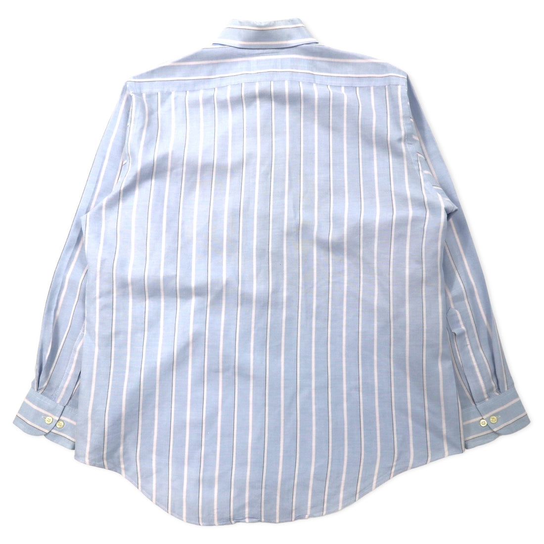 THE MEN'S STORE AT SEARS 90's Oxford Button Down Shirt 16 1/2 Blue Striped Polyester Cotton SINGLE NEEDLE TAILORING