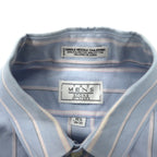 THE MEN'S STORE AT SEARS 90's Oxford Button Down Shirt 16 1/2 Blue Striped Polyester Cotton SINGLE NEEDLE TAILORING