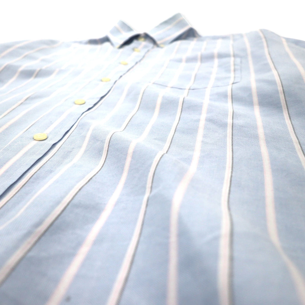 THE MEN'S STORE AT SEARS 90's Oxford Button Down Shirt 16 1/2 Blue Striped Polyester Cotton SINGLE NEEDLE TAILORING