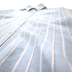 THE MEN'S STORE AT SEARS 90's Oxford Button Down Shirt 16 1/2 Blue Striped Polyester Cotton SINGLE NEEDLE TAILORING