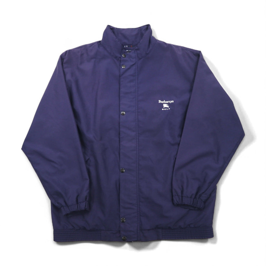 Burberry's GOLF Harrington Swing Top Jacket, Made in Portugal, Navy, Polyester, Nova Check Lining, Size L