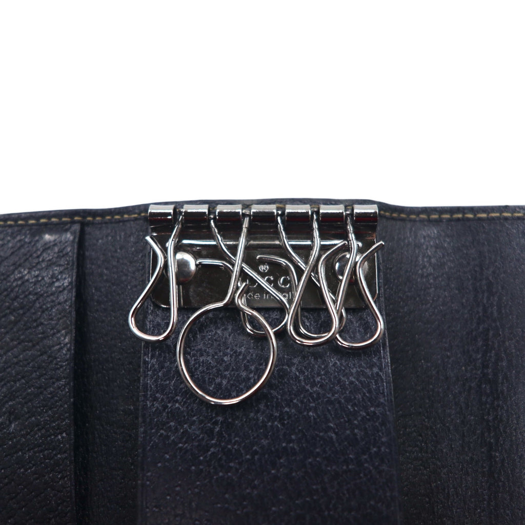 GUCCI Made in Italy Sherry Line 6-ring Key Case Navy Leather 154265 0959