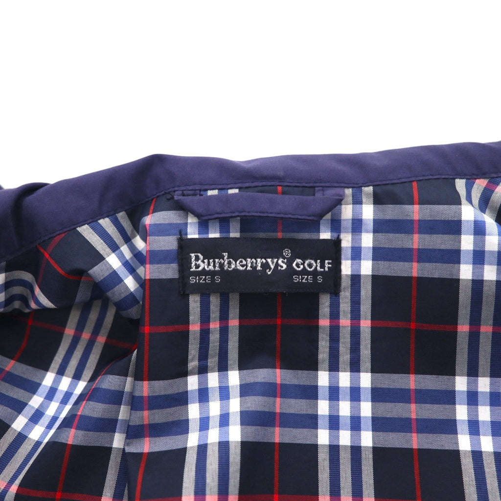 Burberry's GOLF Harrington Swing Top Jacket, Made in Portugal, Navy, Polyester, Nova Check Lining, Size L