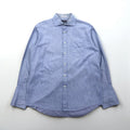 BURBERRY 日本製 ドレス シャツ XL ブルー CLUB COLLECTION カフスホール 胸ポケット