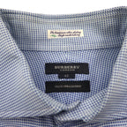 BURBERRY 日本製 ドレス シャツ XL ブルー CLUB COLLECTION カフスホール 胸ポケット