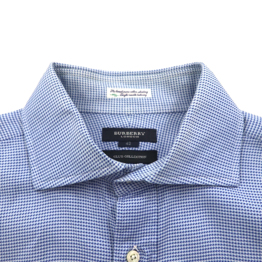BURBERRY 日本製 ドレス シャツ XL ブルー CLUB COLLECTION カフスホール 胸ポケット