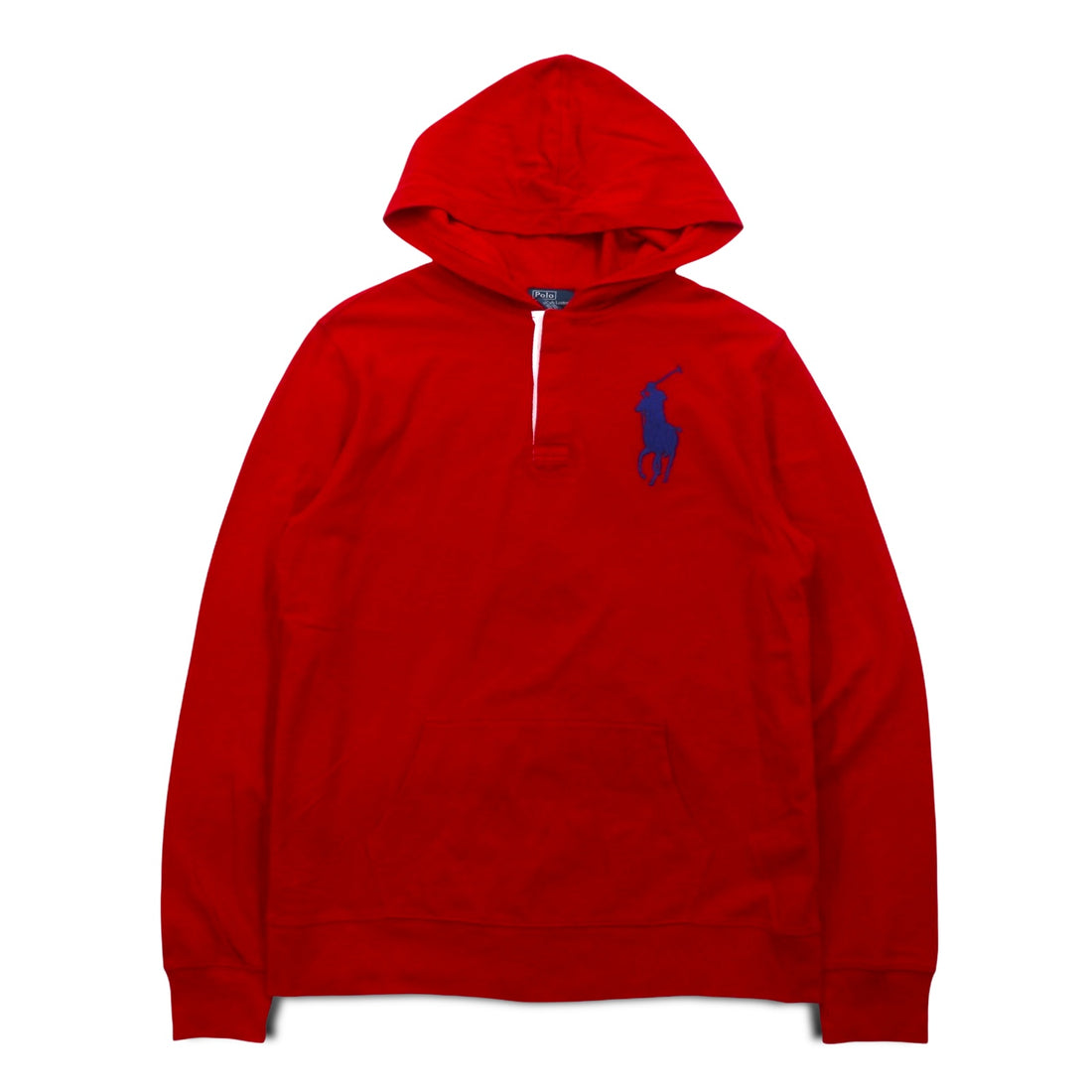 Polo by Ralph Lauren Big Pony Embroidered Half Button Hoodie, S, Red, Cotton, Pique