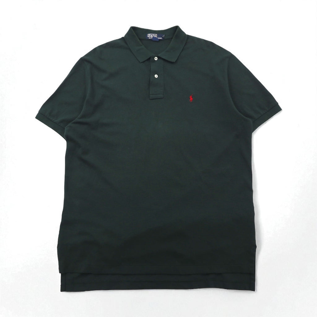 Polo by Ralph Lauren 90s Polo Shirt, Size XL, Green Cotton, Pique, Small Pony Embroidery