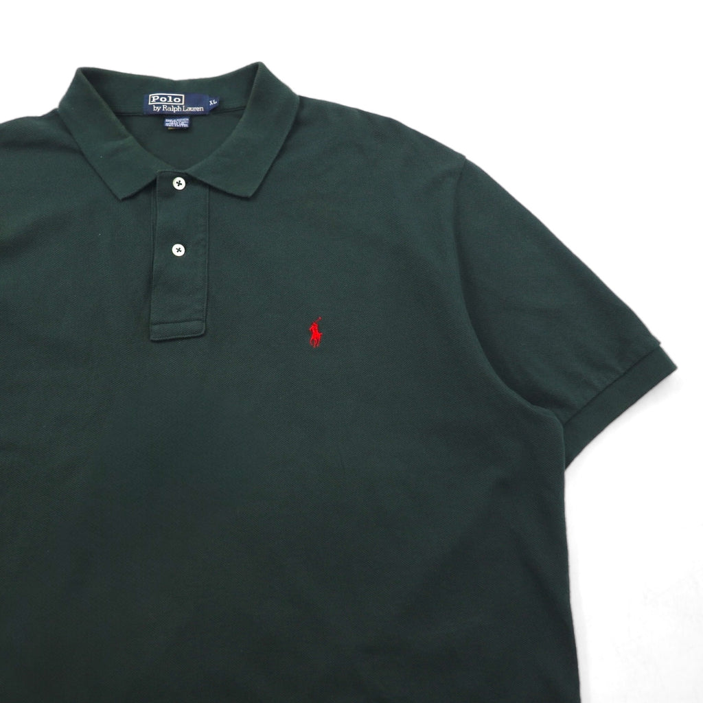 Polo by Ralph Lauren 90s Polo Shirt, Size XL, Green Cotton, Pique, Small Pony Embroidery