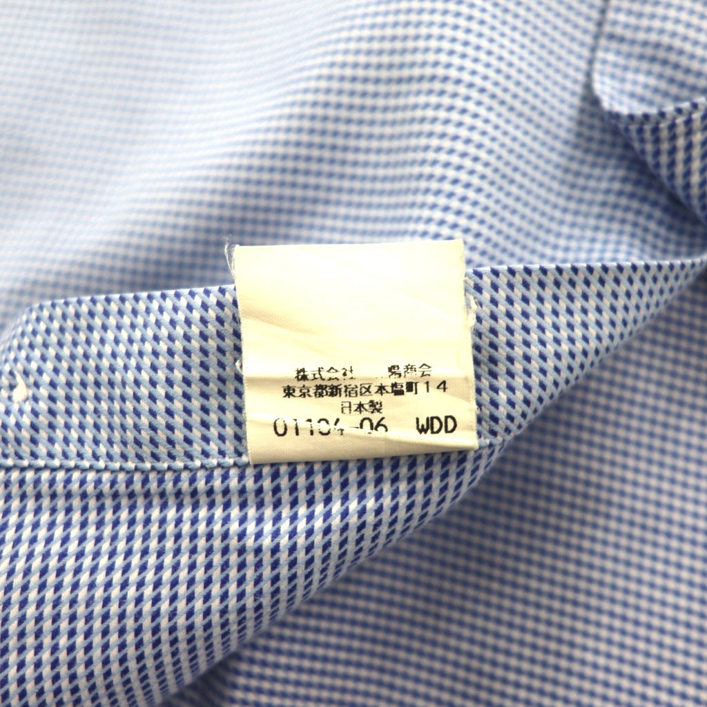 BURBERRY 日本製 ドレス シャツ XL ブルー CLUB COLLECTION カフスホール 胸ポケット