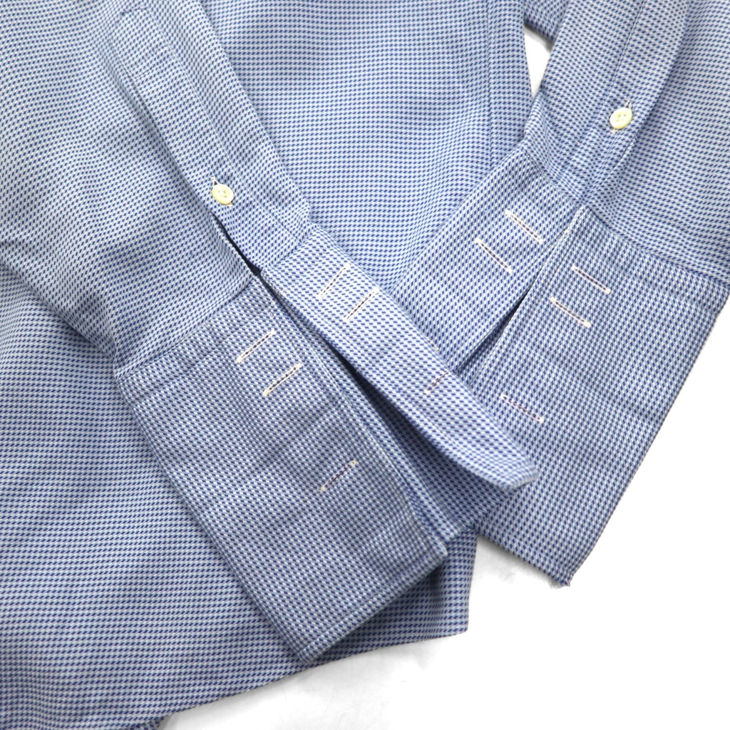 BURBERRY 日本製 ドレス シャツ XL ブルー CLUB COLLECTION カフスホール 胸ポケット