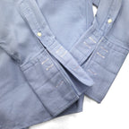 BURBERRY 日本製 ドレス シャツ XL ブルー CLUB COLLECTION カフスホール 胸ポケット