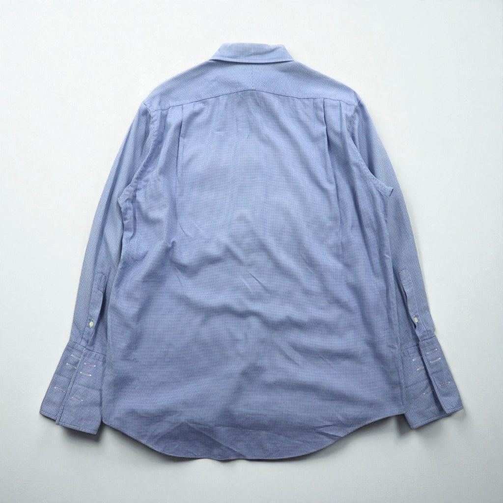BURBERRY 日本製 ドレス シャツ XL ブルー CLUB COLLECTION カフスホール 胸ポケット