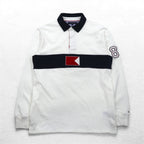 TOMMY HILFIGER SAILING フラッグロゴ ラガーシャツ L ホワイト コットン ナンバリング