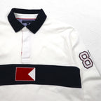 TOMMY HILFIGER SAILING フラッグロゴ ラガーシャツ L ホワイト コットン ナンバリング