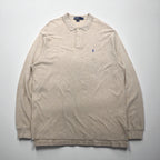Polo Ralph Lauren 90年代 長袖ポロシャツ ラガーシャツ XL ベージュ 鹿の子 スモールポニー刺繡