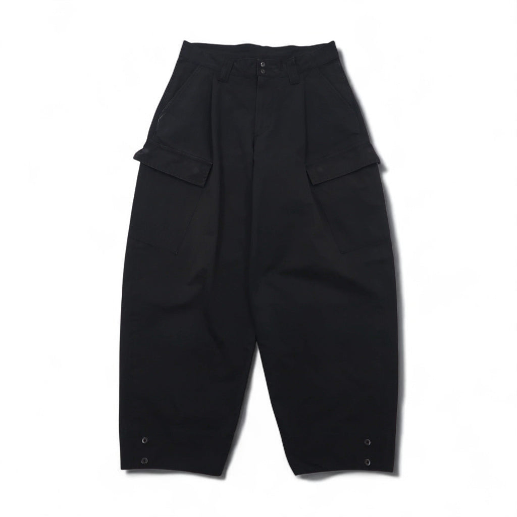 WhoWhat Wide Cargo Pants, Size S, Black, Cotton and Polyester, Water-Repellent, WH-2102-P1, Made in Japan