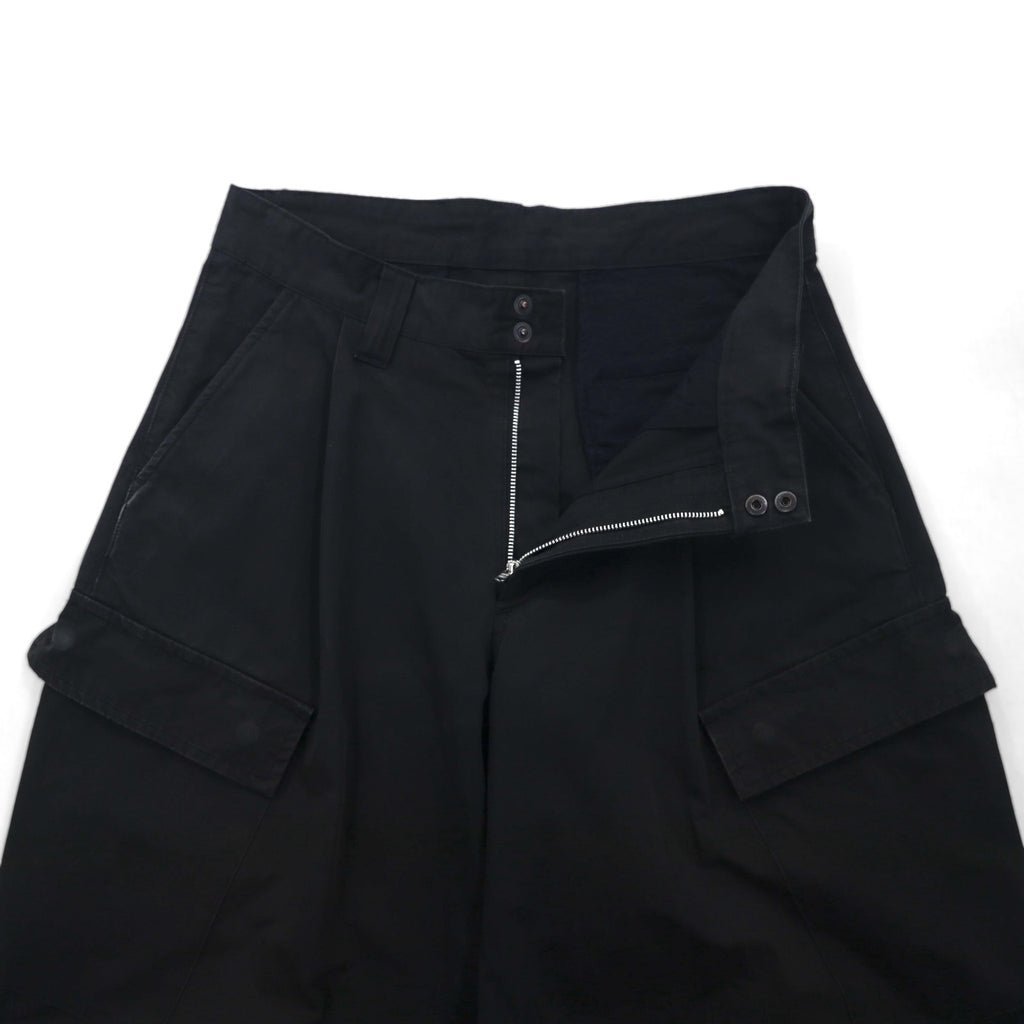 WhoWhat Wide Cargo Pants, Size S, Black, Cotton and Polyester, Water-Repellent, WH-2102-P1, Made in Japan