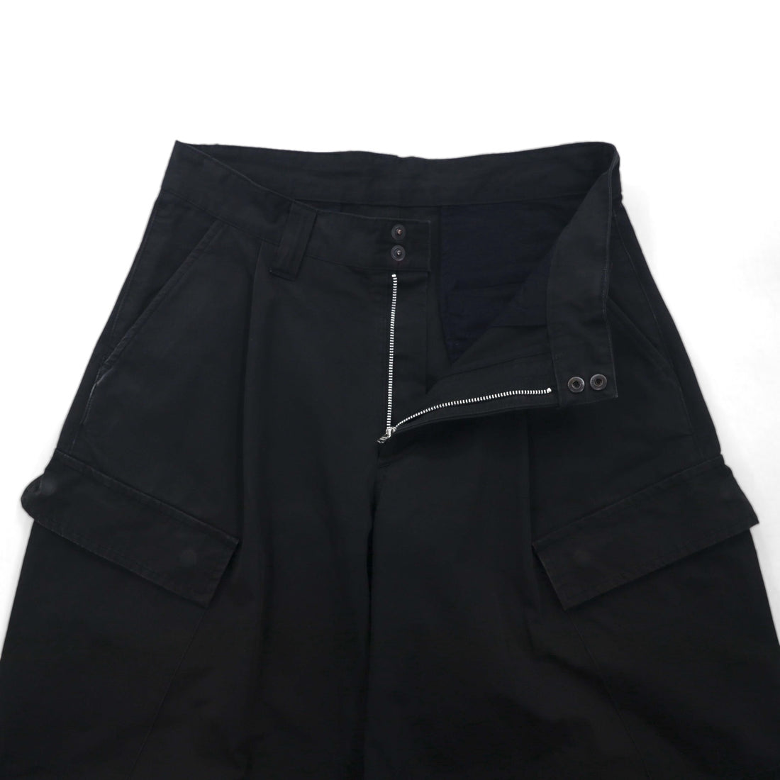 WhoWhat Wide Cargo Pants, Size S, Black, Cotton and Polyester, Water-Repellent, WH-2102-P1, Made in Japan
