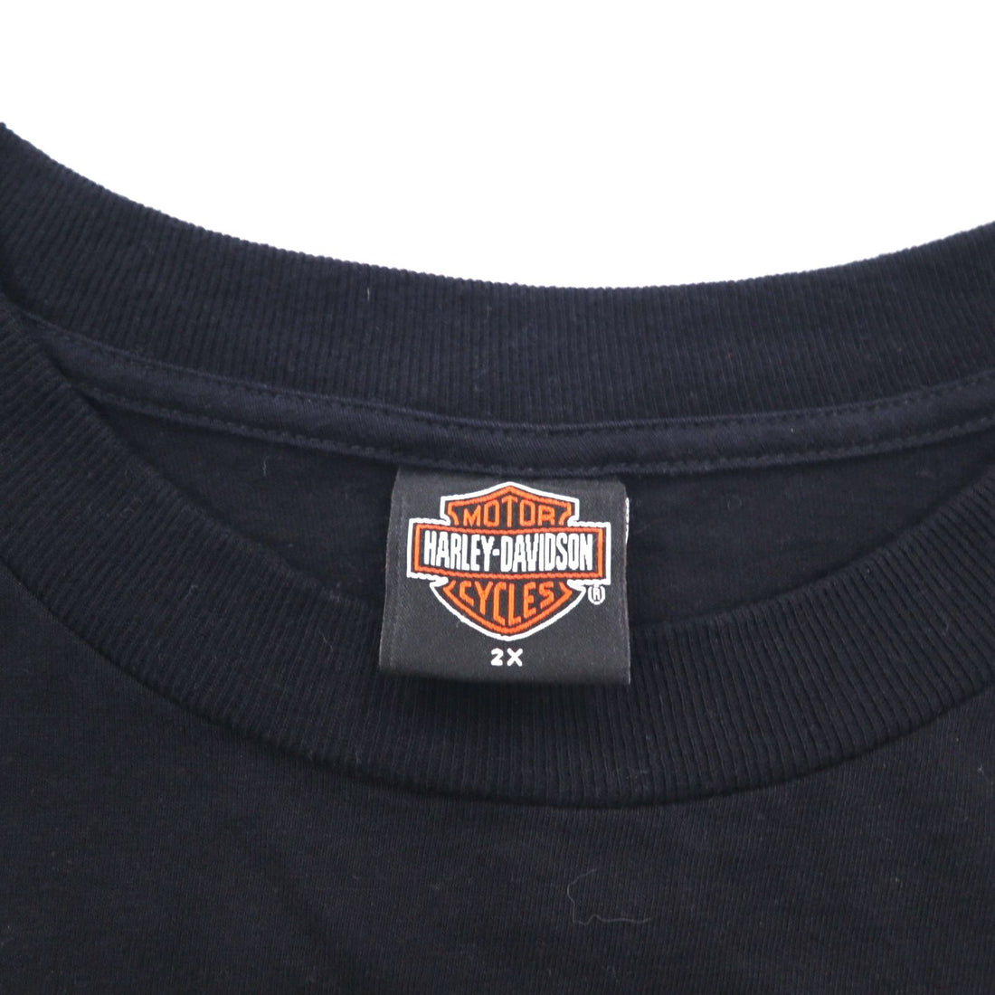 HARLEY DAVIDSON 00s Made in USA Fire Pattern Skull Print T-Shirt 2XL Black Cotton ST LOUIS MO
