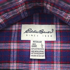 Eddie Bauer 90年代 ボタンダウン フランネルシャツ L ネイビー コットン チェック
