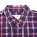 Eddie Bauer 90年代 ボタンダウン フランネルシャツ L ネイビー コットン チェック