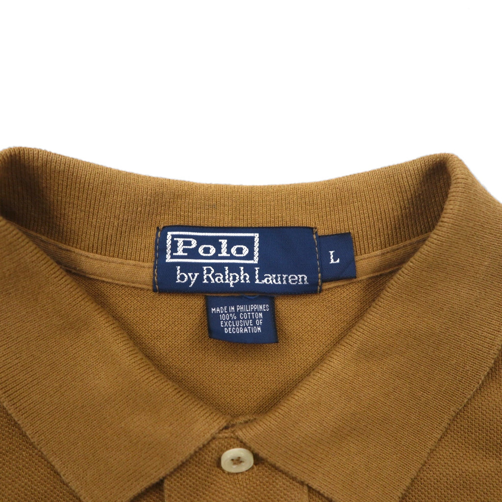 Polo by Ralph Lauren 90s Polo Shirt, Size L, Camel Cotton, Pique, Small Pony Embroidery