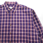 Eddie Bauer 90年代 ボタンダウン フランネルシャツ L ネイビー コットン チェック