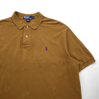 Polo by Ralph Lauren 90s Polo Shirt, Size L, Camel Cotton, Pique, Small Pony Embroidery