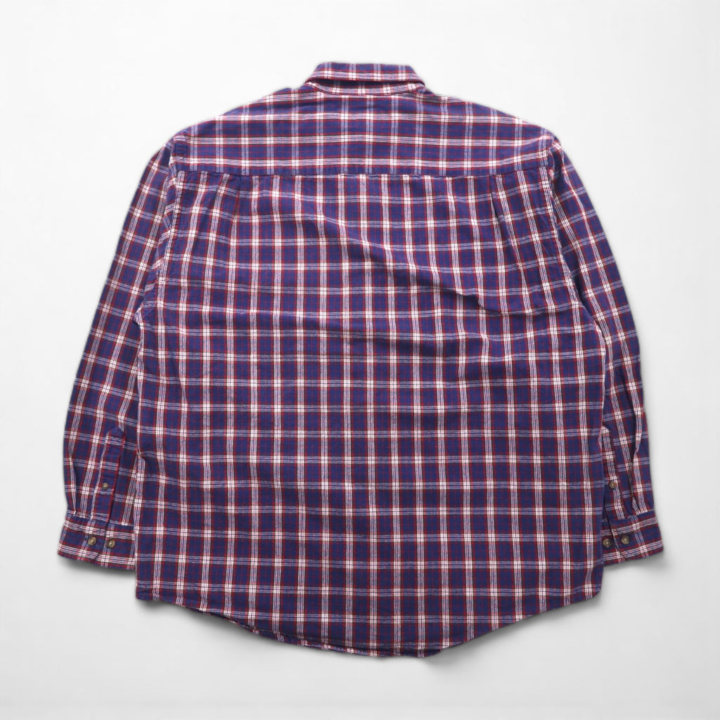 Eddie Bauer 90年代 ボタンダウン フランネルシャツ L ネイビー コットン チェック