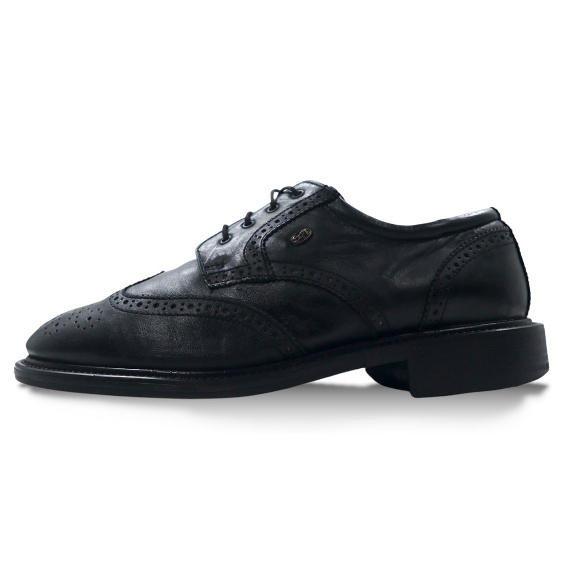 Made in Italy MAX COMFORT Wingtip Dress Shoes 26.5cm Black Leather 7517