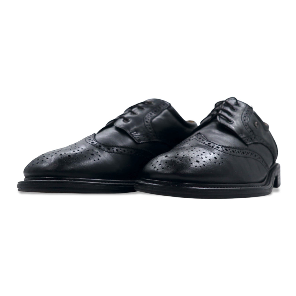 Made in Italy MAX COMFORT Wingtip Dress Shoes 26.5cm Black Leather 7517