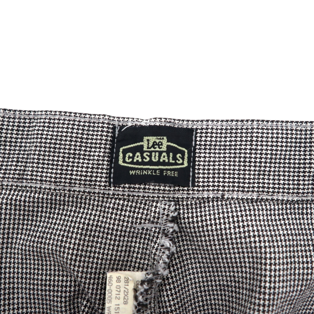 Lee Casuals 90s Wide Tapered Tuck Chino Pants, Large, Grey, Gun Club Check, Cotton, WRINKLE FREE, Made in the Dominican Republic