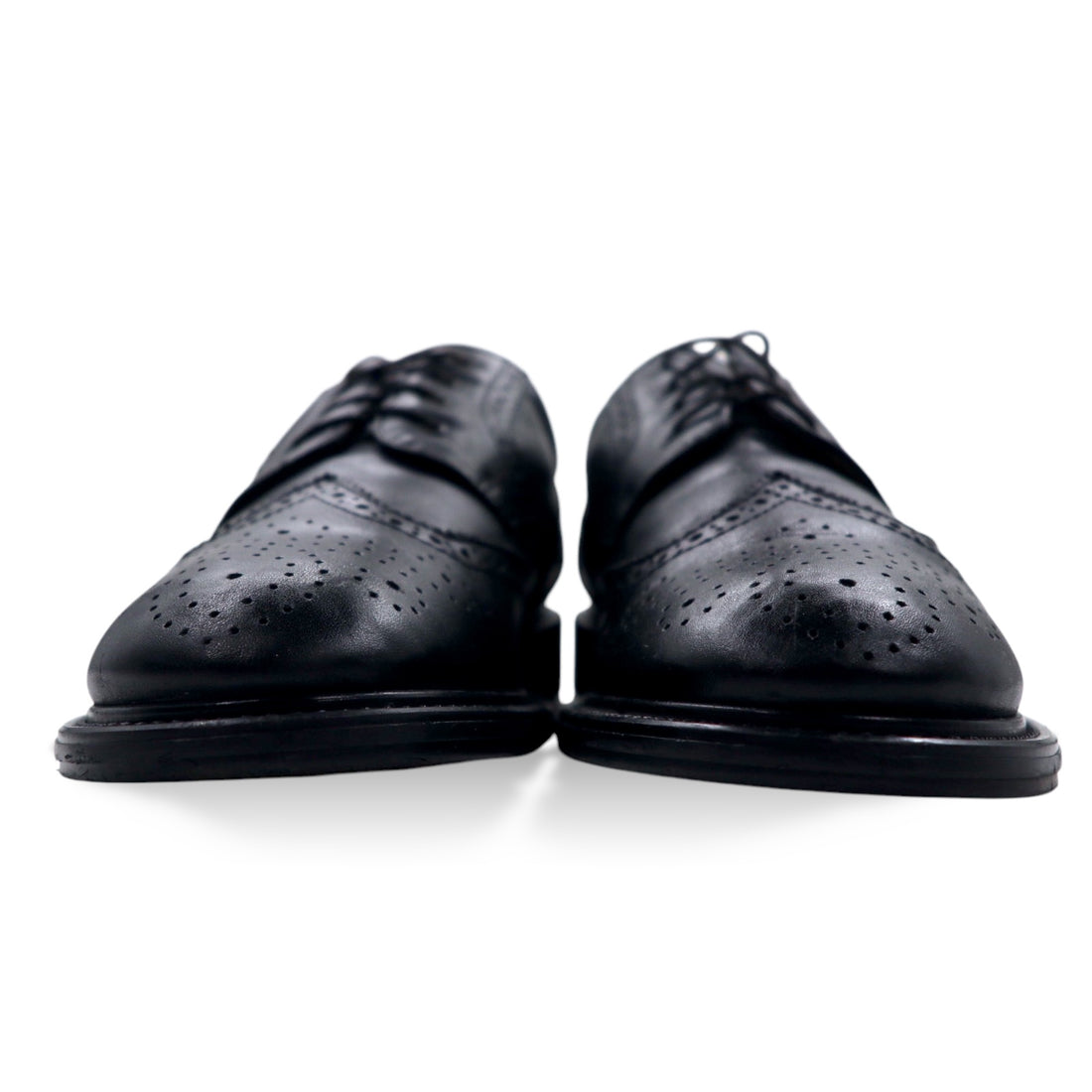 Made in Italy MAX COMFORT Wingtip Dress Shoes 26.5cm Black Leather 7517