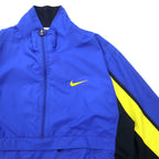 NIKE 90's Anorak Jacket Half Zip Nylon Jacket M Blue Polyester Mesh Switching Silver Tag Swoosh Logo Embroidery