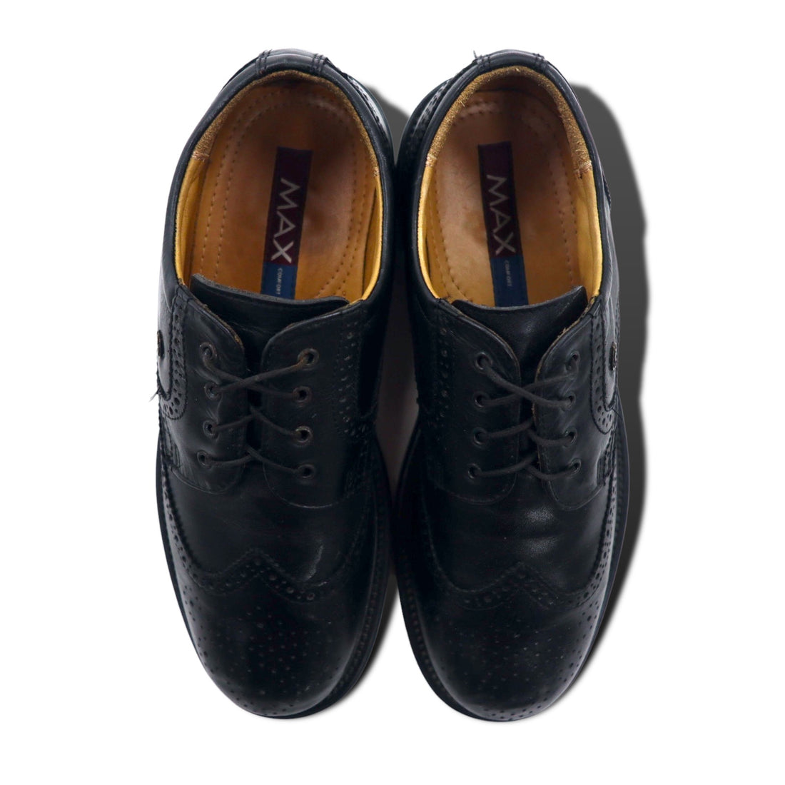 Made in Italy MAX COMFORT Wingtip Dress Shoes 26.5cm Black Leather 7517