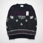 90s Vintage Jacquard Knit Sweater with Bandana Print, Size M, Black, Ralph Evans, Unused