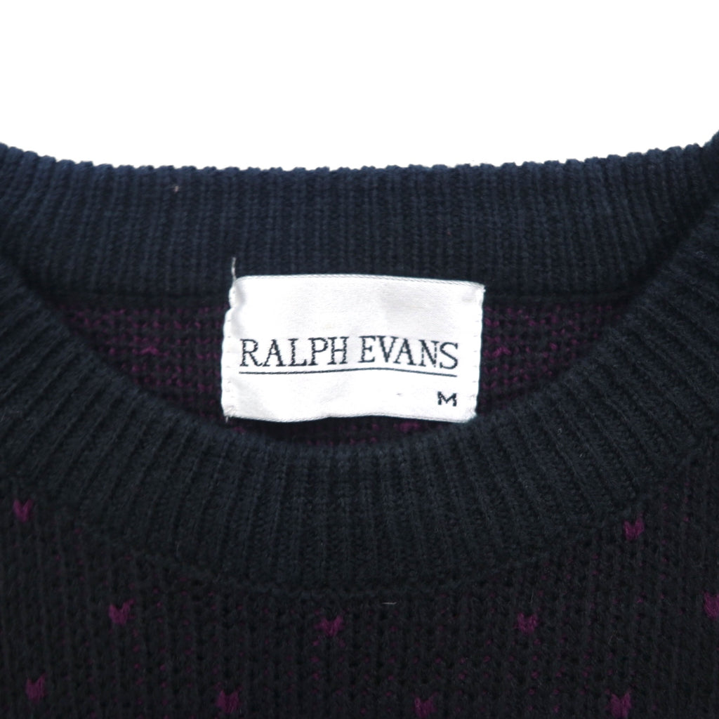90s Vintage Jacquard Knit Sweater with Bandana Print, Size M, Black, Ralph Evans, Unused