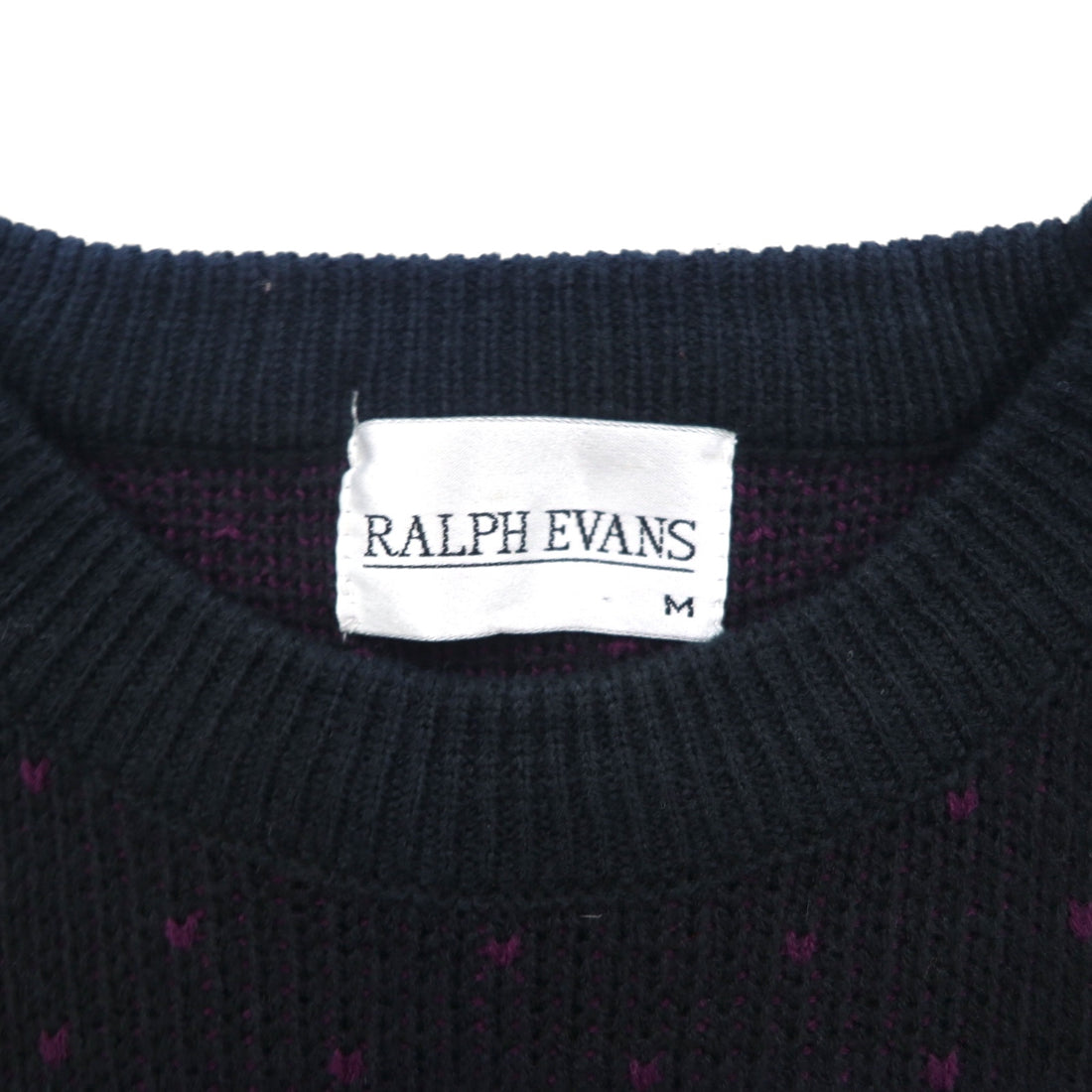 90s Vintage Jacquard Knit Sweater with Bandana Print, Size M, Black, Ralph Evans, Unused