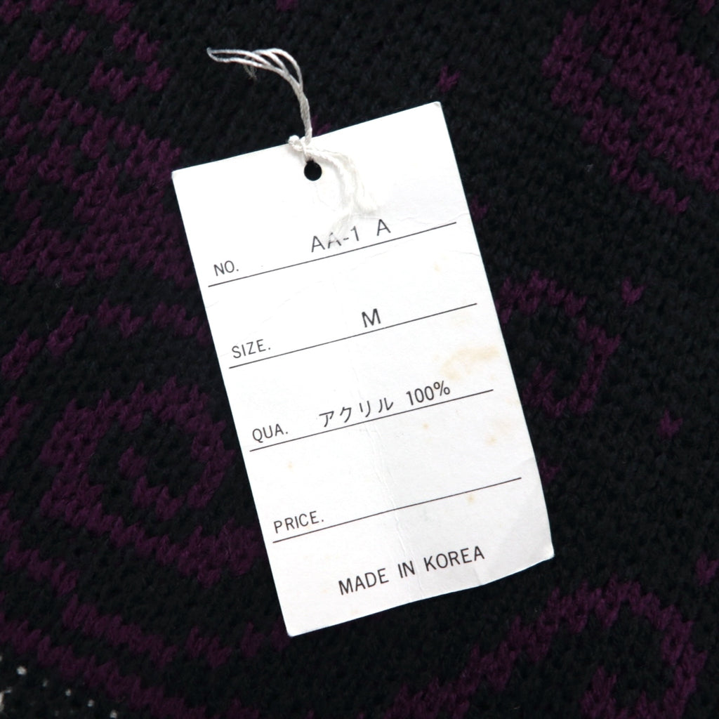 90s Vintage Jacquard Knit Sweater with Bandana Print, Size M, Black, Ralph Evans, Unused