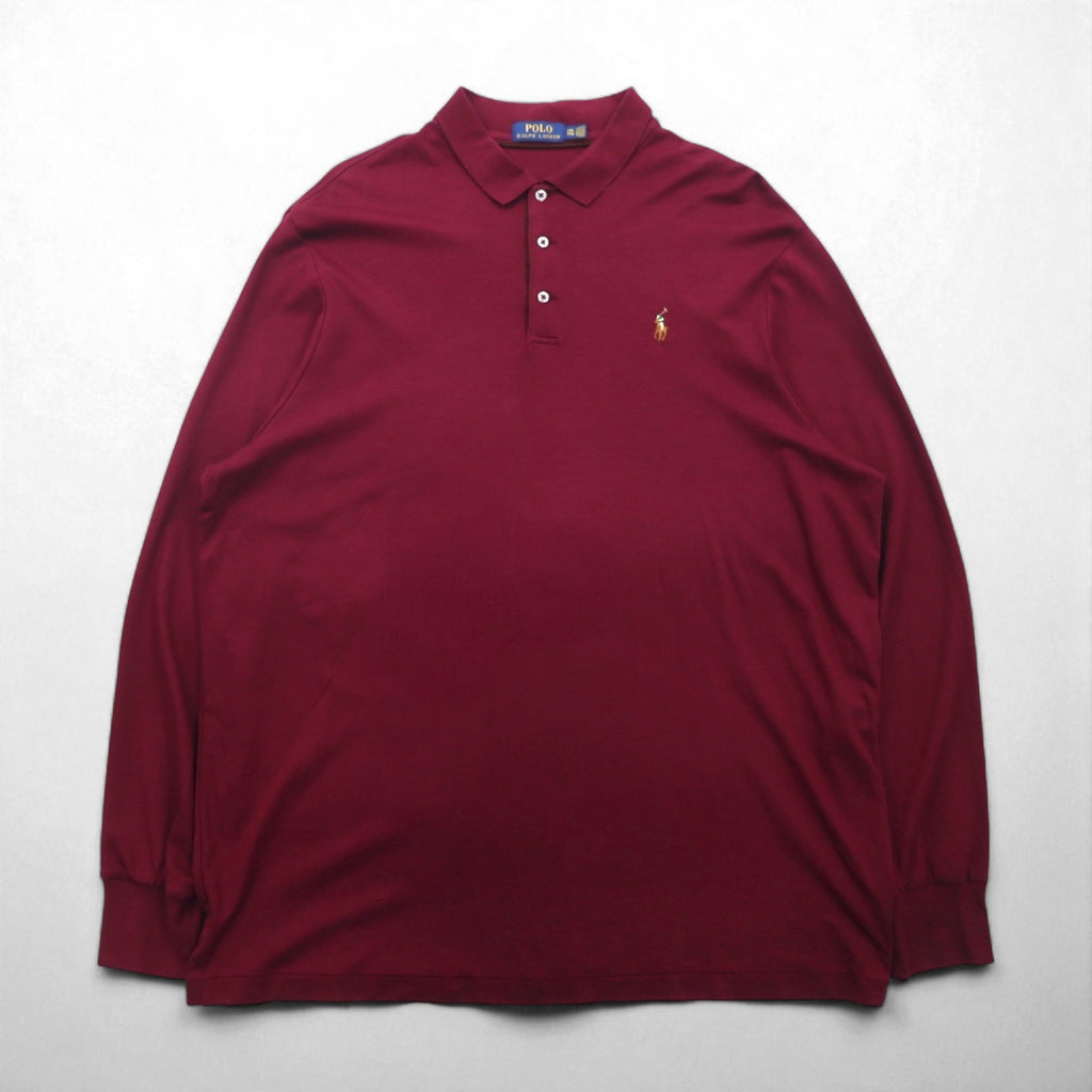 Polo Ralph Lauren 長袖ポロシャツ ラガーシャツ 2XL ボルドー スモールポニー刺繡