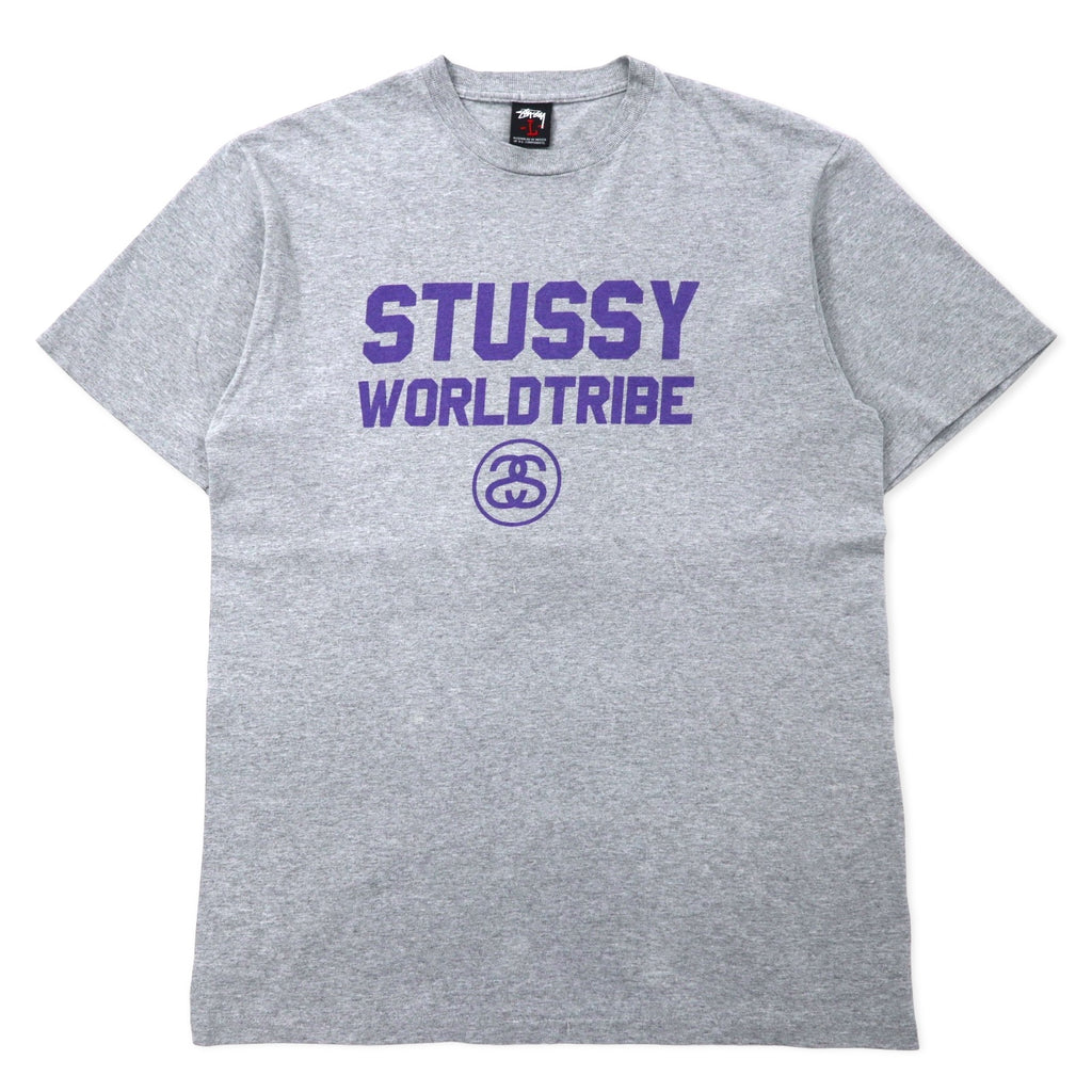 日本然リトテ-古着オンライン-stussy 00年代 シャネルロゴ Tシャツ L グレー コットン WORLD TRIBE 黒タグ メキシコ製-Stussy 00s Chanel Logo T-SHIRT L Gray Cotton WORLD TRIBE Black Tag Mexico Made
