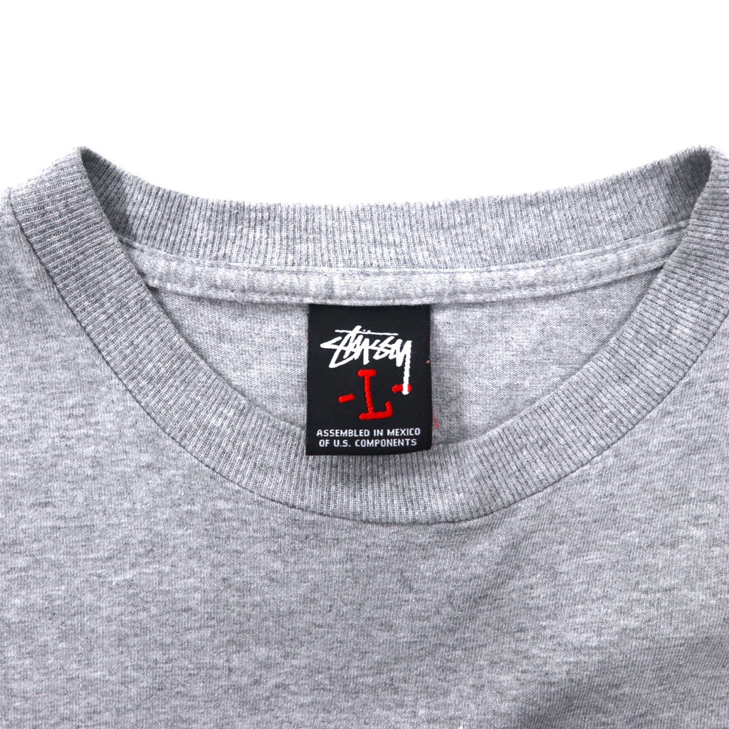 stussy 00's Chanel Logo T-shirt L Gray Cotton WORLD TRIBE Black Tag Made in Mexico