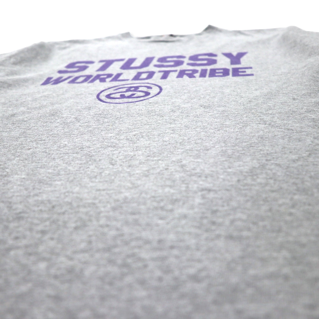 stussy 00's Chanel Logo T-shirt L Gray Cotton WORLD TRIBE Black Tag Made in Mexico